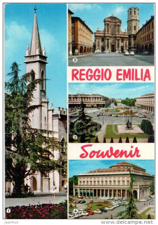 Reggio Emilia Souvenir - Torre Galleria d´arte Parmiggiani - Teatro Municipale- Emilia-Romagna - Italia - Italy - - JH Postcards
