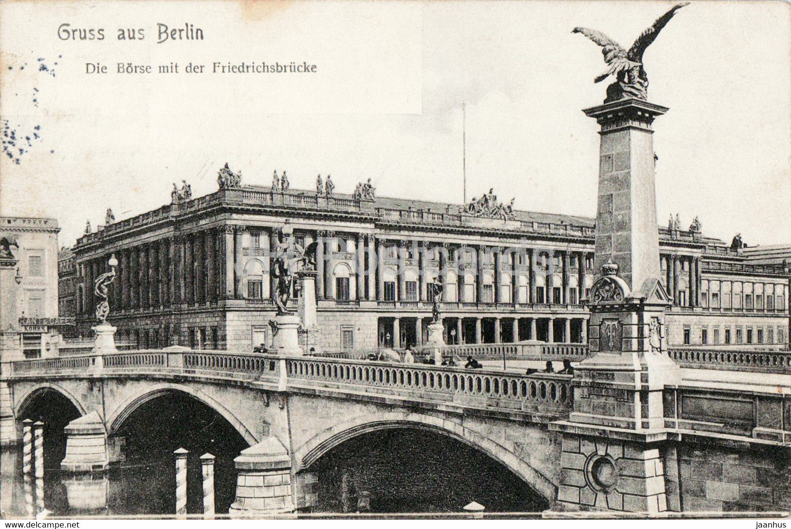 Gruss aus Berlin - Die Borse mit Friedrichsbrucke - old postcard - 1909 - Germany - used - JH Postcards