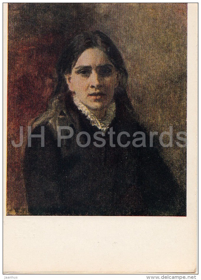 painting by I. Repin - Portrait od Actress P. Strepetova in the play , 1881 - Russian art - 1955 - Russia USSR - unused - JH Postcards