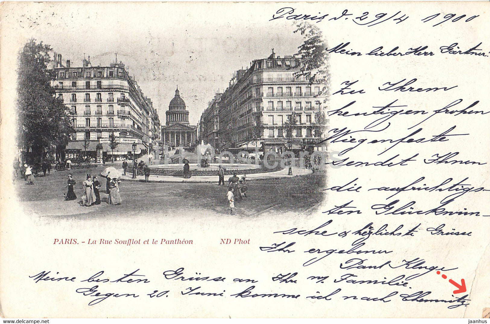 Paris - La Rue Soufflot et le Pantheon - old postcard - 1900 - France - used - JH Postcards