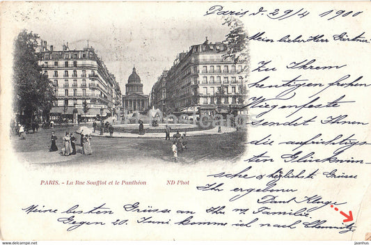 Paris - La Rue Soufflot et le Pantheon - old postcard - 1900 - France - used - JH Postcards