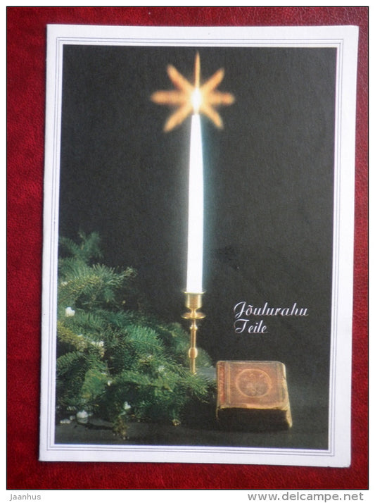 Christmas card - Holy Bible - candle - 1991 - Estonia USSR - used - JH Postcards