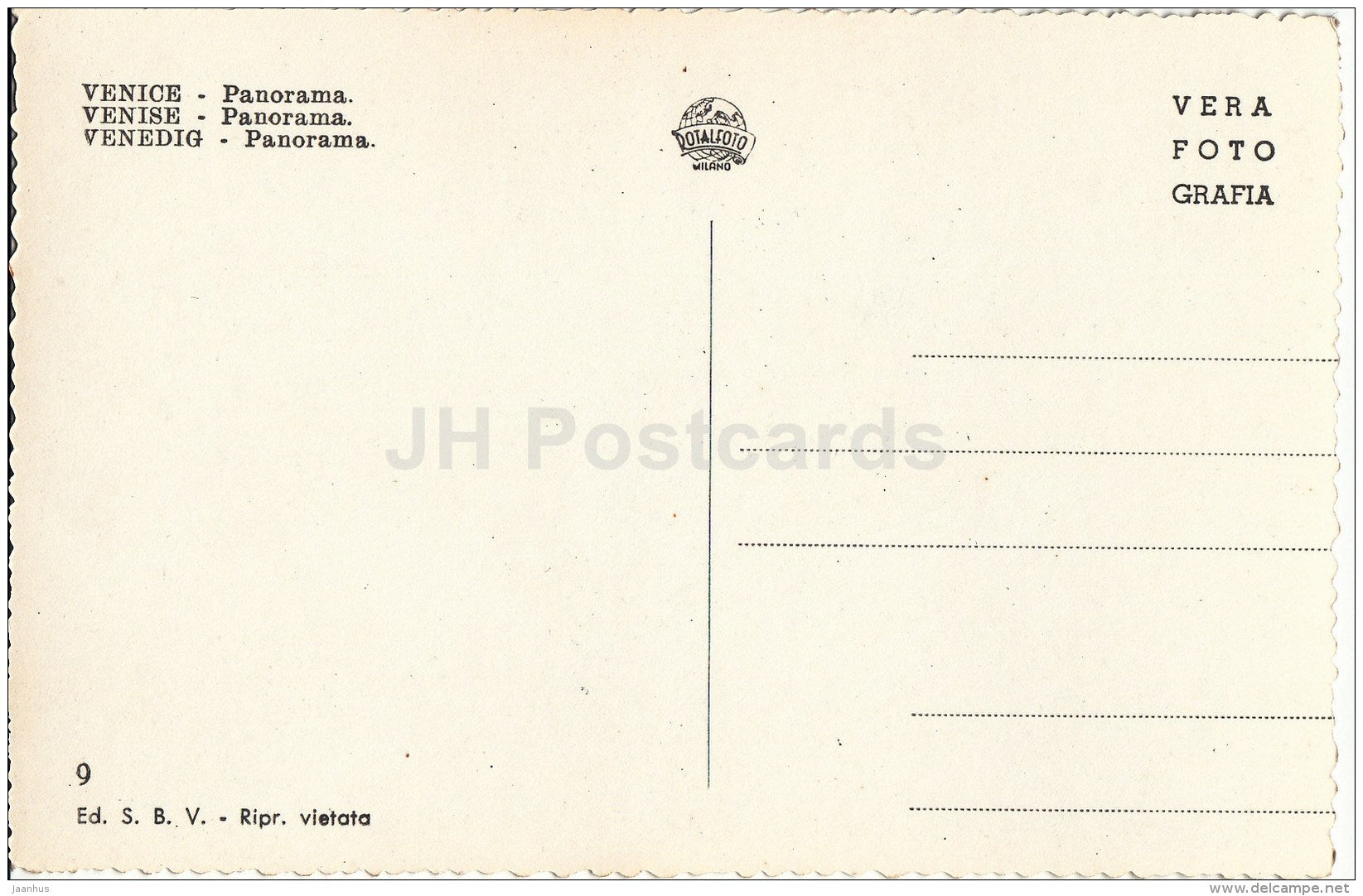 Panorama - 9 - Venice - Venezia - Italy - Italia - unused - JH Postcards