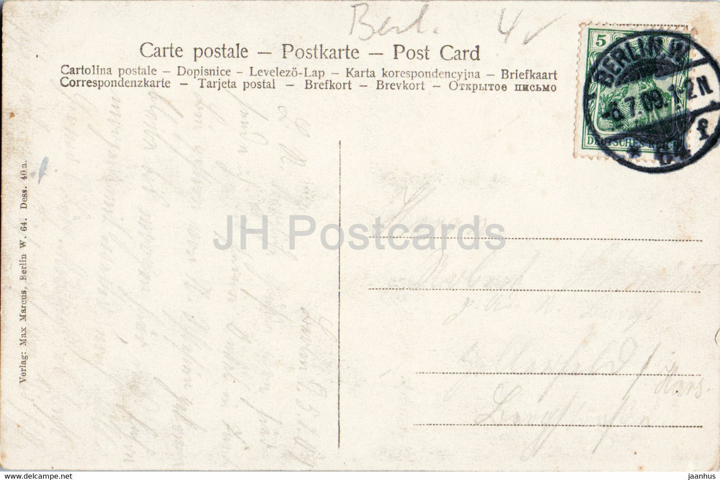 Gruss aus Berlin - Die Börse mit Friedrichsbrücke - alte Postkarte - 1909 - Deutschland - gebraucht