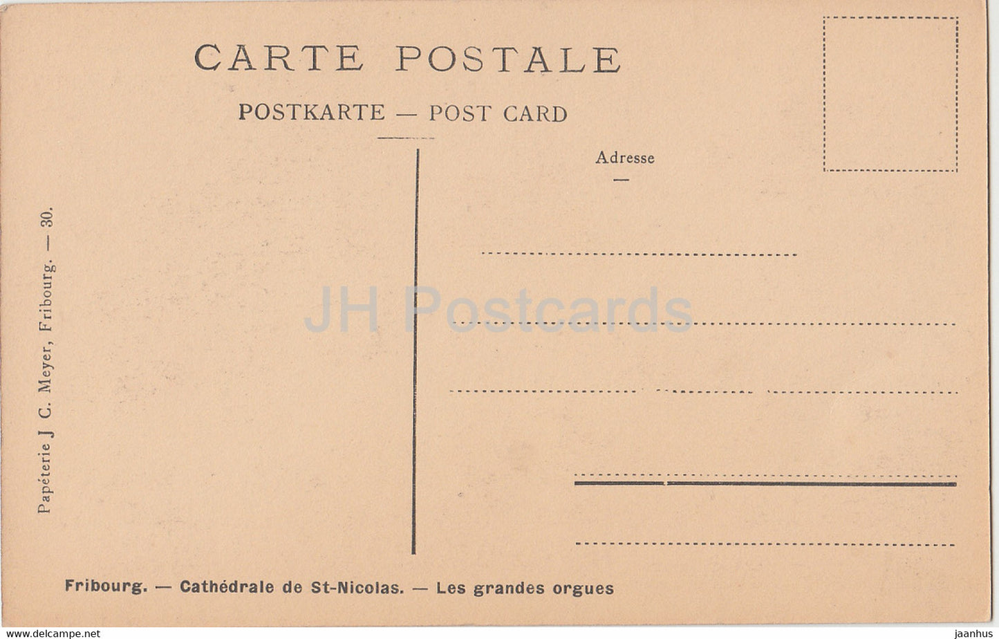 Fribourg - Cathédrale Saint-Nicolas - Les Grandes Orgues - cathédrale - carte postale ancienne - Suisse - inutilisée