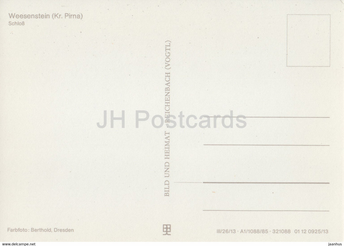 Weesenstein - Kr. Pirna - Burgen und Schlosser der Sachsischen Raum - Castles of Saxony - DDR Germany - unused