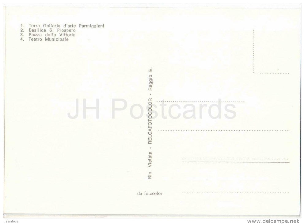 Reggio Emilia Souvenir - Torre Galleria d´arte Parmiggiani - Teatro Municipale- Emilia-Romagna - Italia - Italy - - JH Postcards