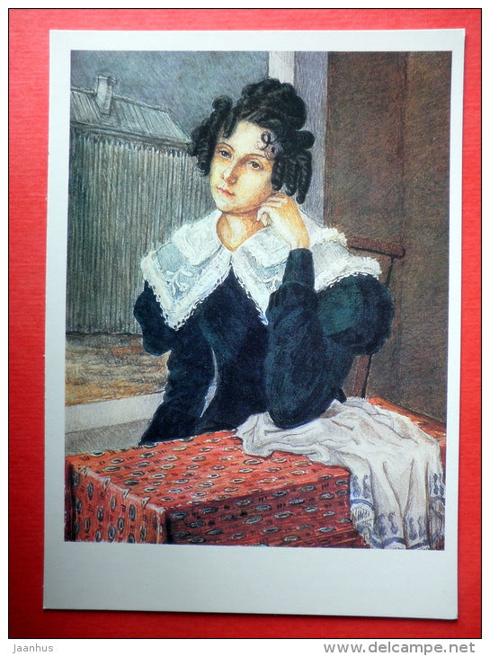 painting by N. Bestuzhev , Maria Volkonskaya - Pushkin and his contemporaries - 1990 - Russia USSR - unused - JH Postcards