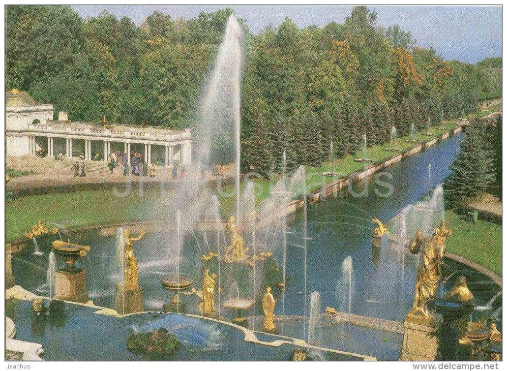 The Great Cascade and the Water Avenue - The Fountains of Petrodvorets - 1987 - Russia USSR - unused - JH Postcards