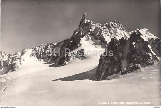 Colle e Dente del Gigante 4014 m - old postcard - 1949 - Italy - Italia - used - JH Postcards