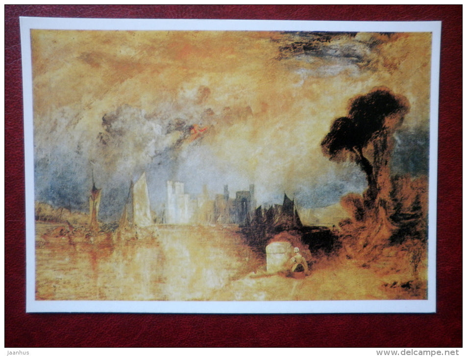 painting by J. M. W. Turner - Caernarfon Castle - english art - unused - JH Postcards
