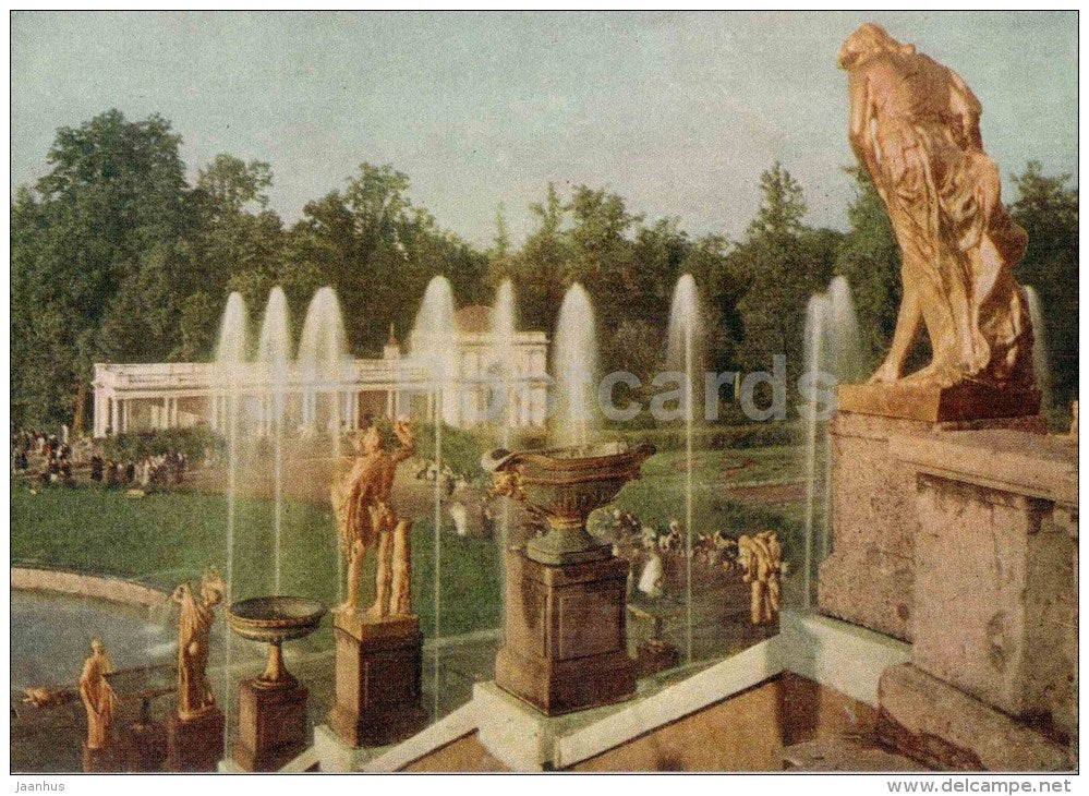 Great Cascade fountains - Petrodvorets - 1956 - Russia USSR - unused - JH Postcards