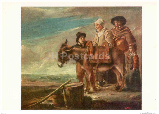 painting by Louis Le Nain - The Milkmaid´s Family , 1640s - donkey - french art - Russia USSR - unused - JH Postcards