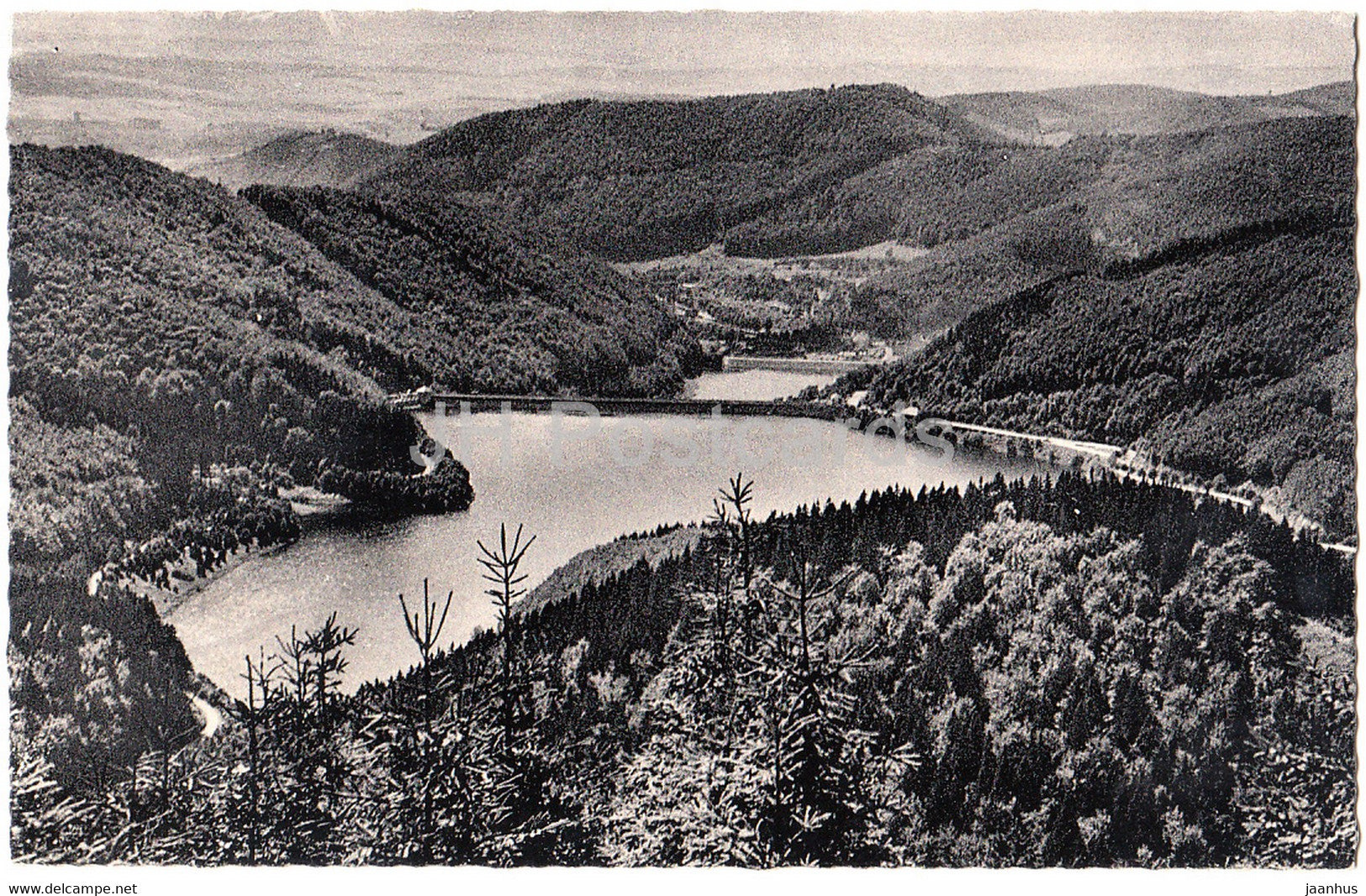 Blick auf die Odertalsperre vom Jagdkopf bei Stoberhai im Harz - 201 - old postcard - Germany - unused - JH Postcards