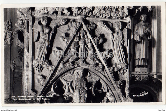 St. Albans Abbey - Shrine Detail - The Scourging of St. Alban - RR30 - 1961 - United Kingdom - England - used - JH Postcards
