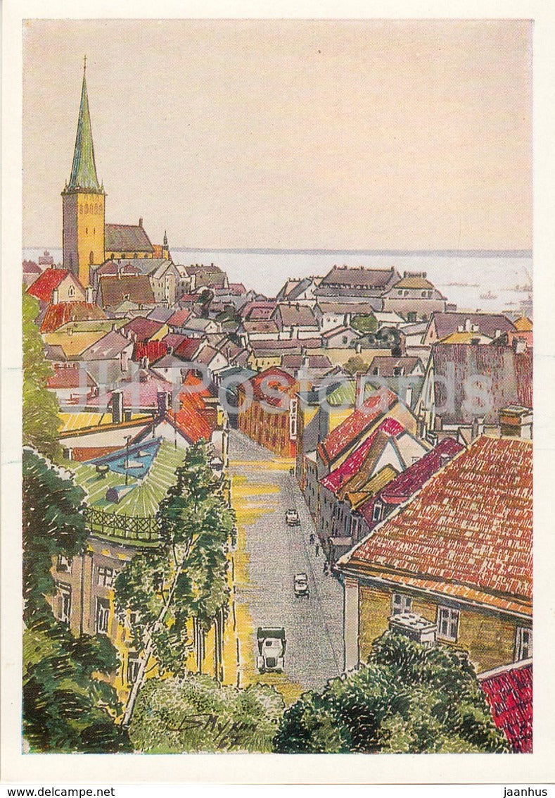 Tallinn - View at Old Town - illustration by B. Mukhin - 1969 - Estonia USSR - unused - JH Postcards
