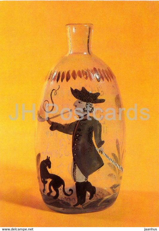 Branntweinflasche mit Hirtenmotiv - glass - Museum fur Glaskunst Lauscha - DDR Germany - unused - JH Postcards