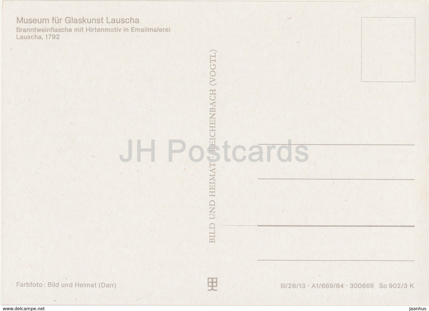 Branntweinflasche mit Hirtenmotiv - glass - Museum fur Glaskunst Lauscha - DDR Germany - unused