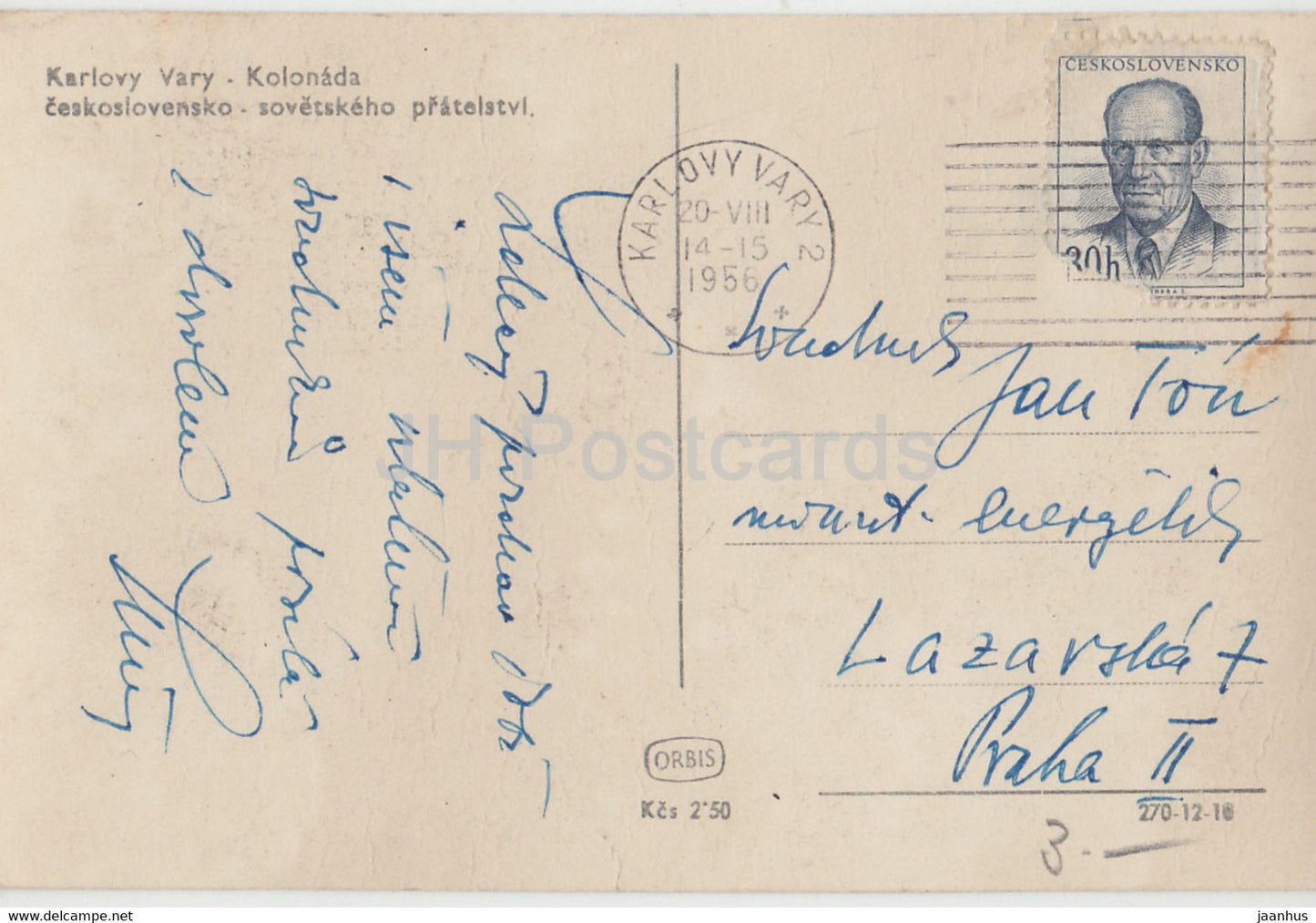 Karlovy Vary - Karlsbad - kolonada - Colonnade - 593 - old postcard - 1956 - Czechoslovakia - Czech Republic - unused