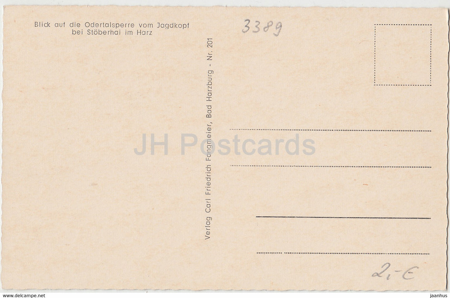 Blick auf die Odertalsperre vom Jagdkopf bei Stoberhai im Harz - 201 - carte postale ancienne - Allemagne - inutilisée