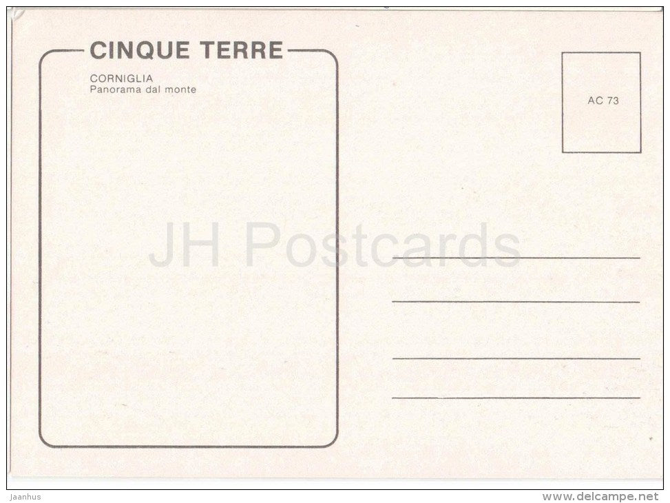 panorama dal monte - Cinque Terre - Corniglia - La Spezia - Liguria - AC 73 - Italia - Italy - unused - JH Postcards