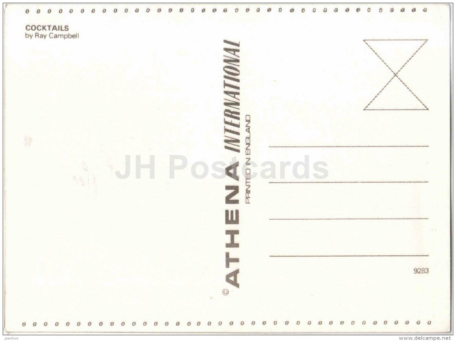 Cocktails by Ray Campbell- recepies - England - unused - JH Postcards