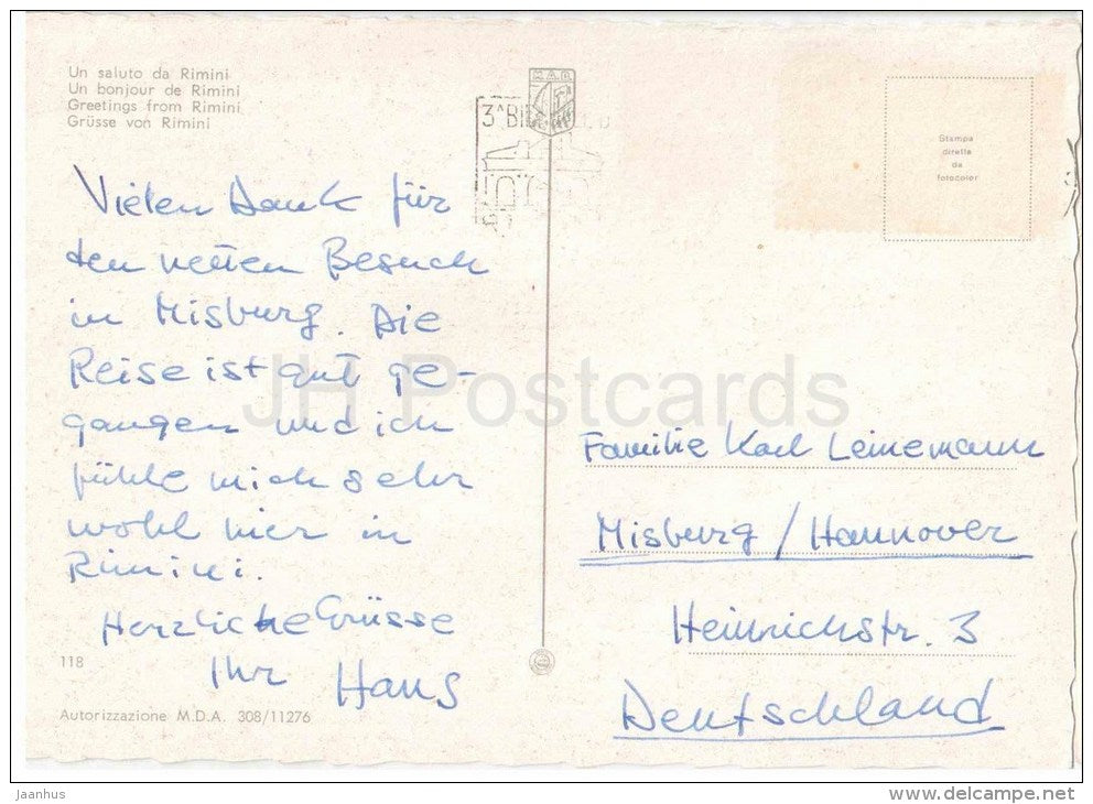 Saluti da Rimini - beach - Rimini - Emilia-Romagna - 118 - Italia - Italy - used - JH Postcards