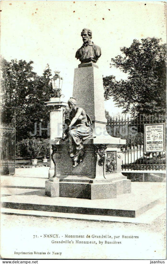 Nancy - Monument de Grandville - par Bussieres - Grandville's Monument - 71 - old postcard - France - used - JH Postcards