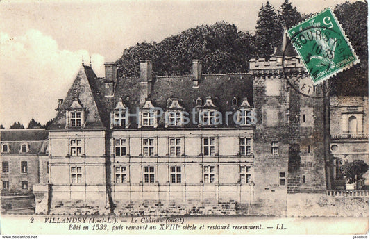 Villandry - Le Chateau - Bati en 1532 - castle - 2 - old postcard - 1914 - France - used - JH Postcards