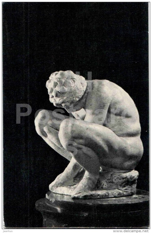 sculpture by Michelangelo Buonarroti - Crouching Boy - 1 - italian art - unused - JH Postcards