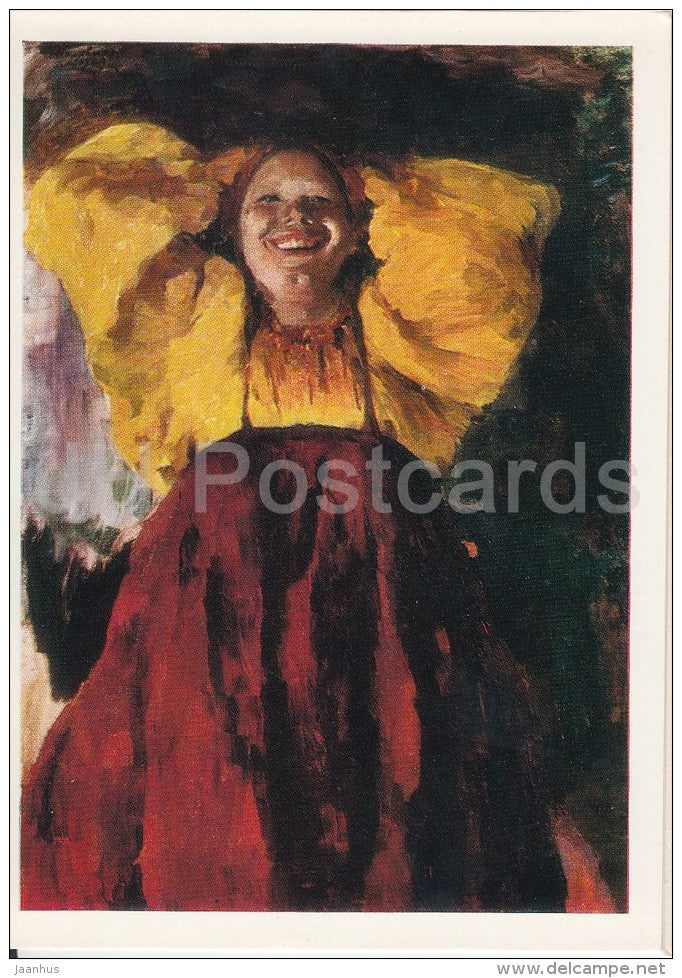 painting by F. Malyavin - Woman in yellow , 1903 - Russian art - 1976 - Russia USSR - unused - JH Postcards