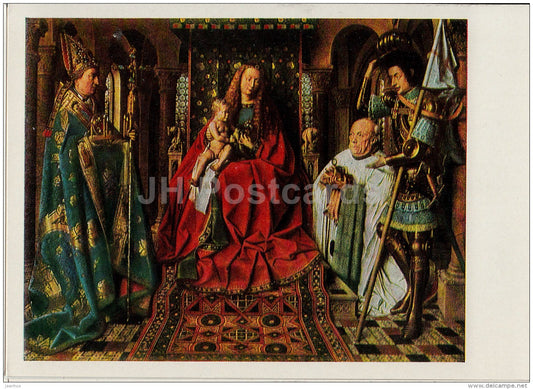 painting by Jan van Eyck - Madonna with Saint Canon van der Pale , 1436 - Dutch art - 1967 - Russia USSR - unused - JH Postcards