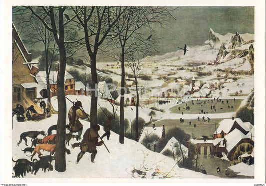 painting by Pieter Bruegel - Jager im Schnee - hunters - Dutch art - Germany DDR - unused - JH Postcards
