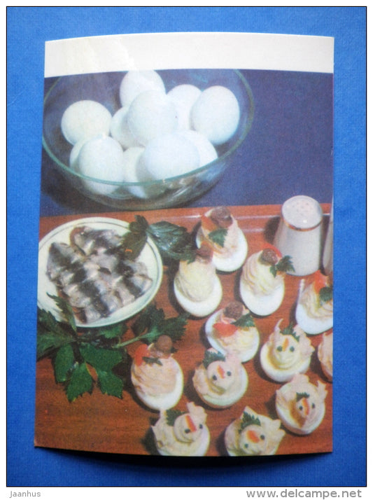 Stuffed eggs - cold dishes - recepies - 1976 - Estonia USSR - unused - JH Postcards