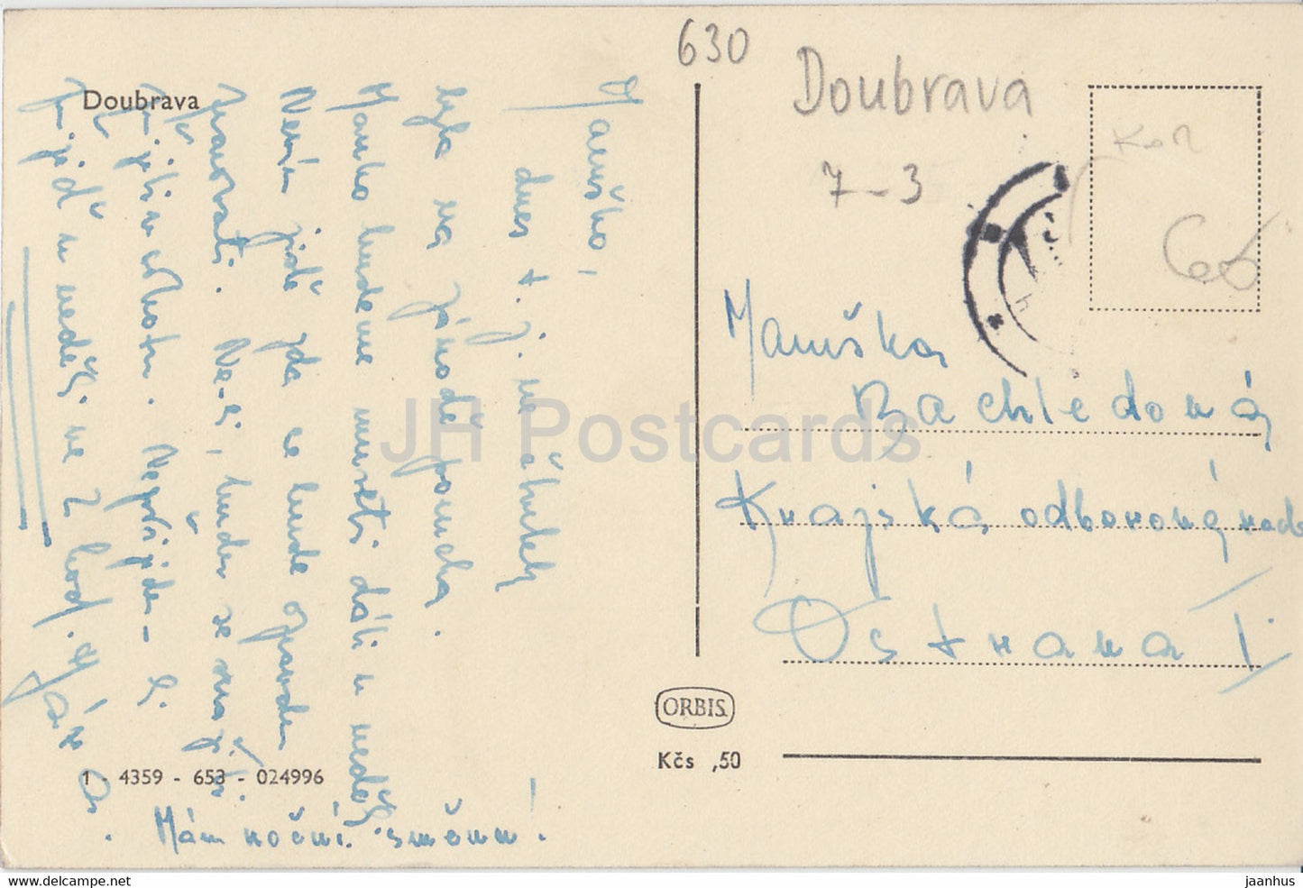 Doubrava - carte postale ancienne - République tchèque - occasion