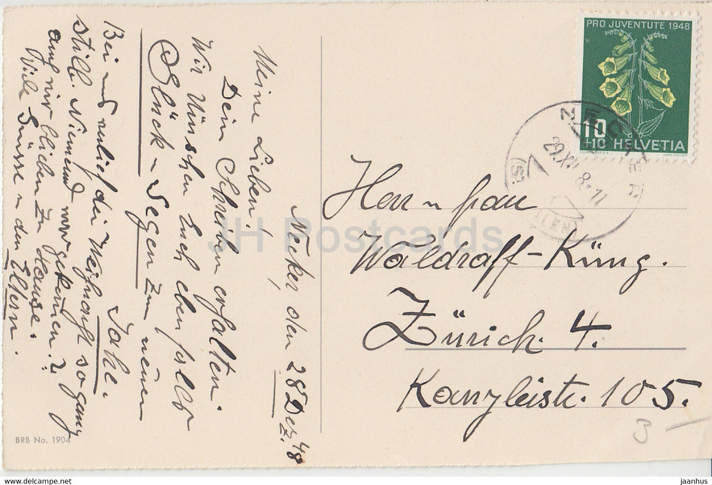 New Year Greeting Card - Die Besten Wunsche zum neuen Jahre - mountains  BRB 1904 - old postcard - 1948 - Germany - used