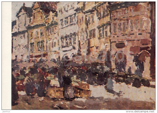 painting by Antonin Slavicek - Fruit Market , 1908 - Czech art - 1967 - Russia USSR - unused - JH Postcards