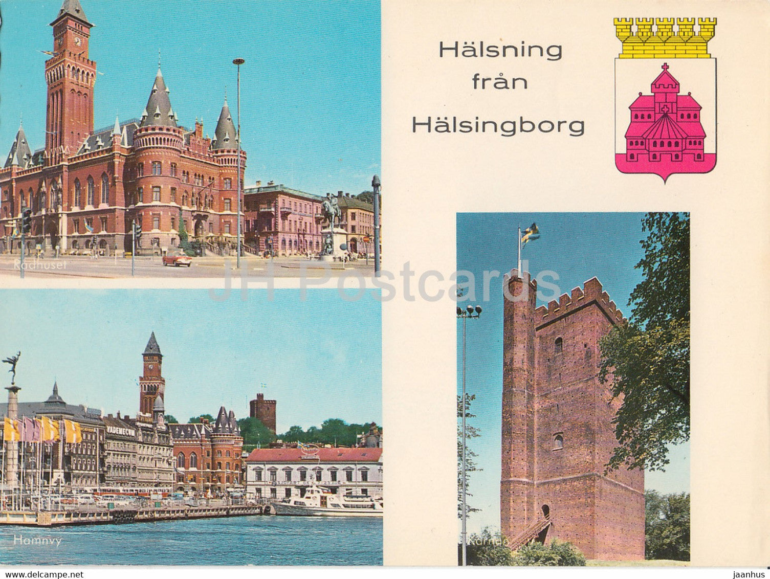 Halsning fran Halsingborg - multiview - Sweden - used - JH Postcards