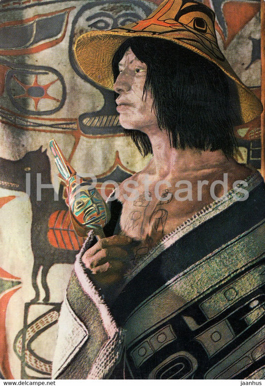 Tlingit Hauptling - chief - indian- Indianer Museum Radebeul - DDR Germany - unused - JH Postcards