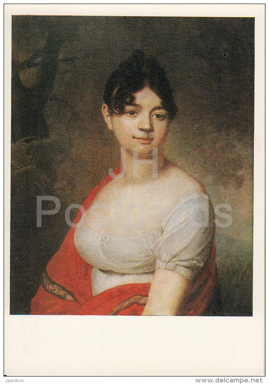 painting by V. Borovikovsky - Portrait of a Woman , 1805  - woman - Russian art - 1974 - Russia USSR - unused - JH Postcards