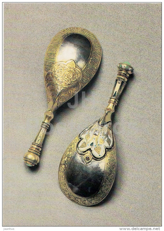 Spoons - silver - Russian Applied Art - 1987 - Russia USSR - unused - JH Postcards