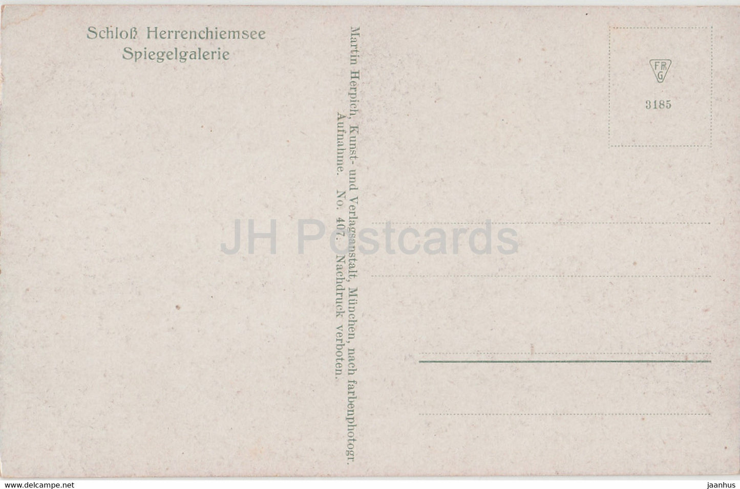 Schloss Herrenchiemsee - Spiegelgalerie - castle - 407 - old postcard - Germany - unused