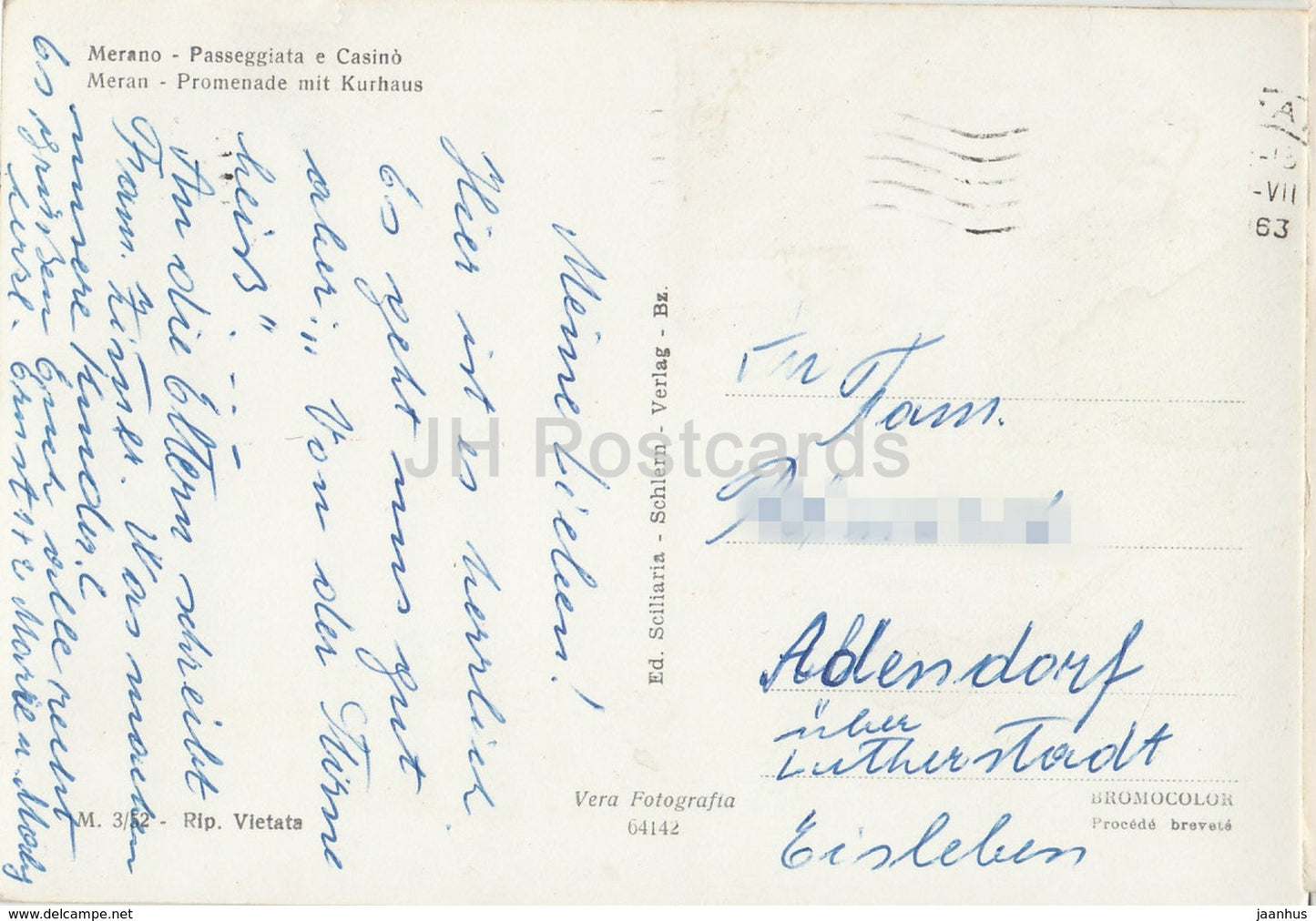 Merano - Passeggiata e Casino - Meran - Promenade mit Kurhaus - Italy - 1963 - used