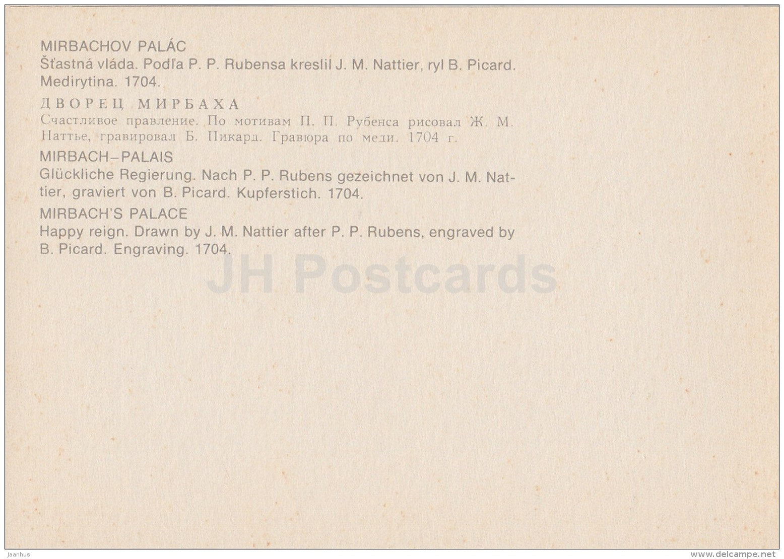 Happy Reign - Mirbach´s Palace - art - Slovakia - unused - JH Postcards