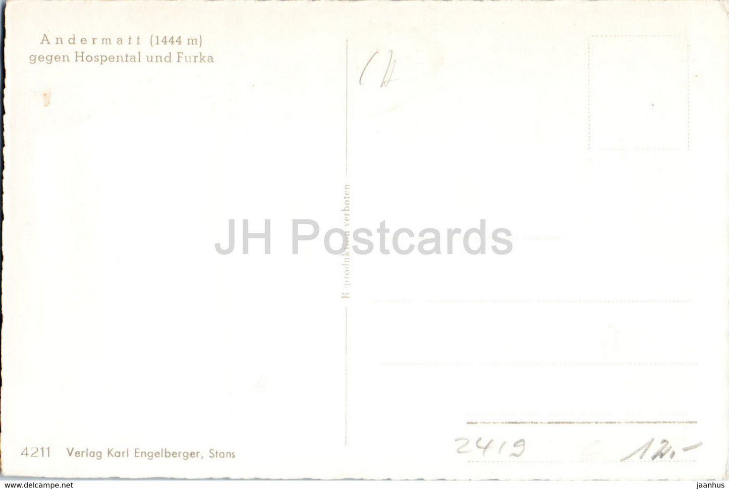 Andermatt gegen Hospental und Furka - 4211 - carte postale ancienne - Suisse - inutilisée