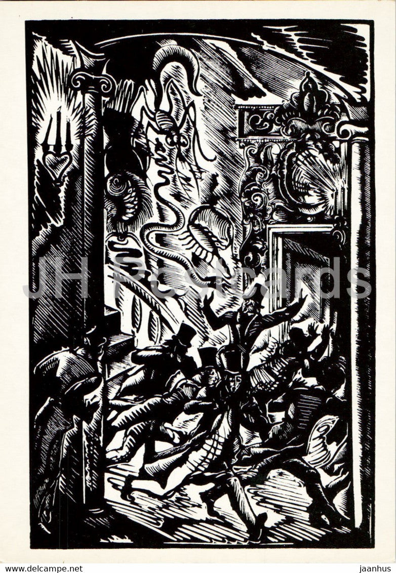 Master Flea by E. Hoffmann - illustration by Kravchenko - 1988 - Russia USSR - unused - JH Postcards