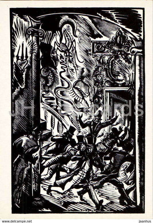 Master Flea by E. Hoffmann - illustration by Kravchenko - 1988 - Russia USSR - unused - JH Postcards