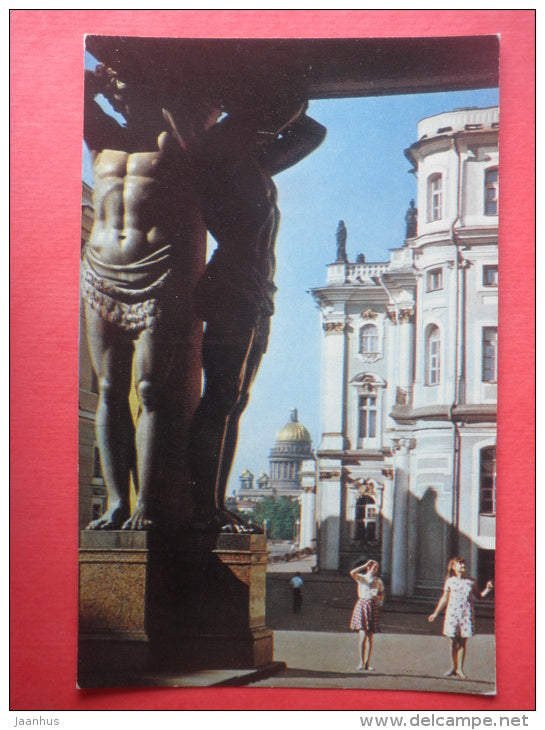 Portico of the New Hermitage - Leningrad - St. Petersburg - 1970 - Russia USSR - unused - JH Postcards