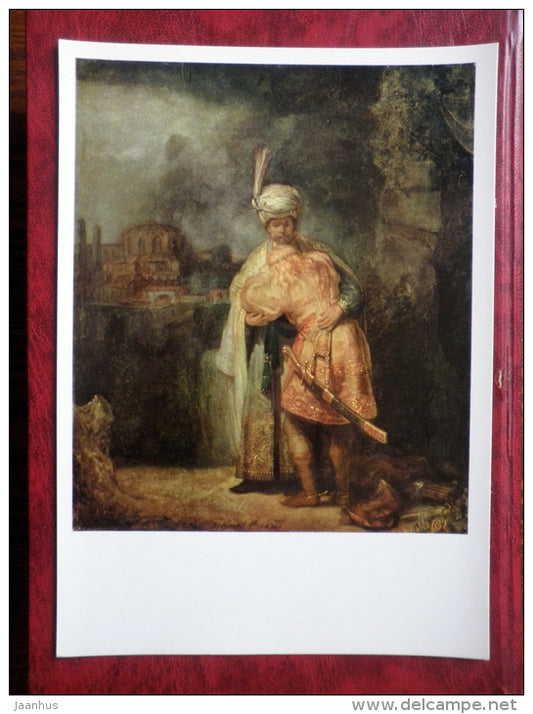 Painting by Rembrandt - David`s Farewell to Jonathan , 1642 - maxi card - dutch art - 1973 - unused - JH Postcards