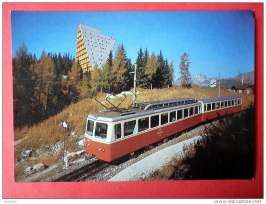 Hotel Panorama in &Scaron;trbské Pleso - train - The High Tatras - Slovakia - Czechoslovakia - unused - JH Postcards